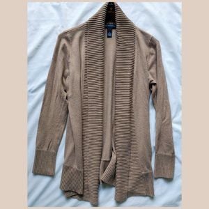 INC International Tan Shawl Collar Sweater M